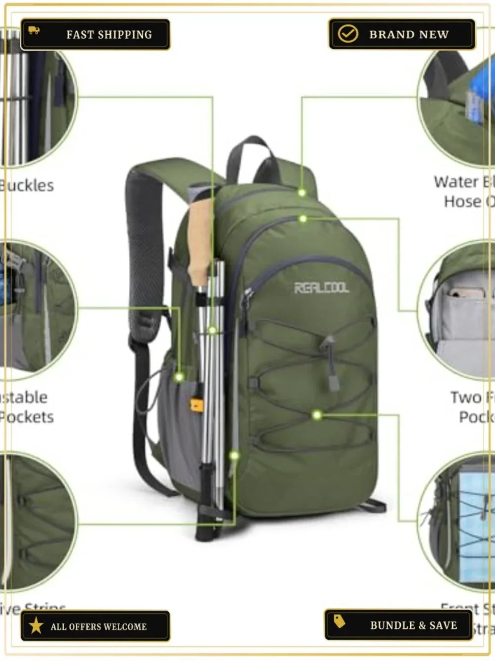 20L Lightweight Hiking Backpack Waterproof Daypack 210D Nylon Camping Gear